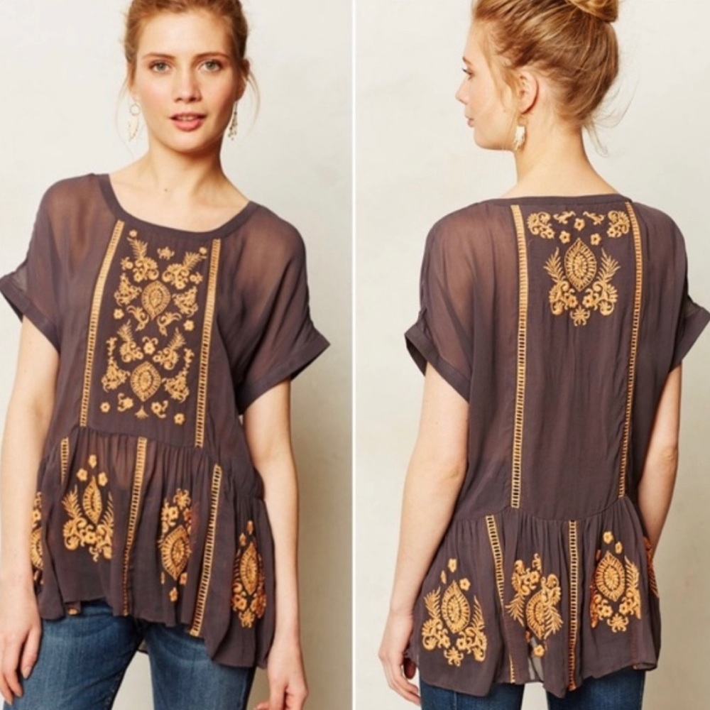Anthropologie Beaded Blouse